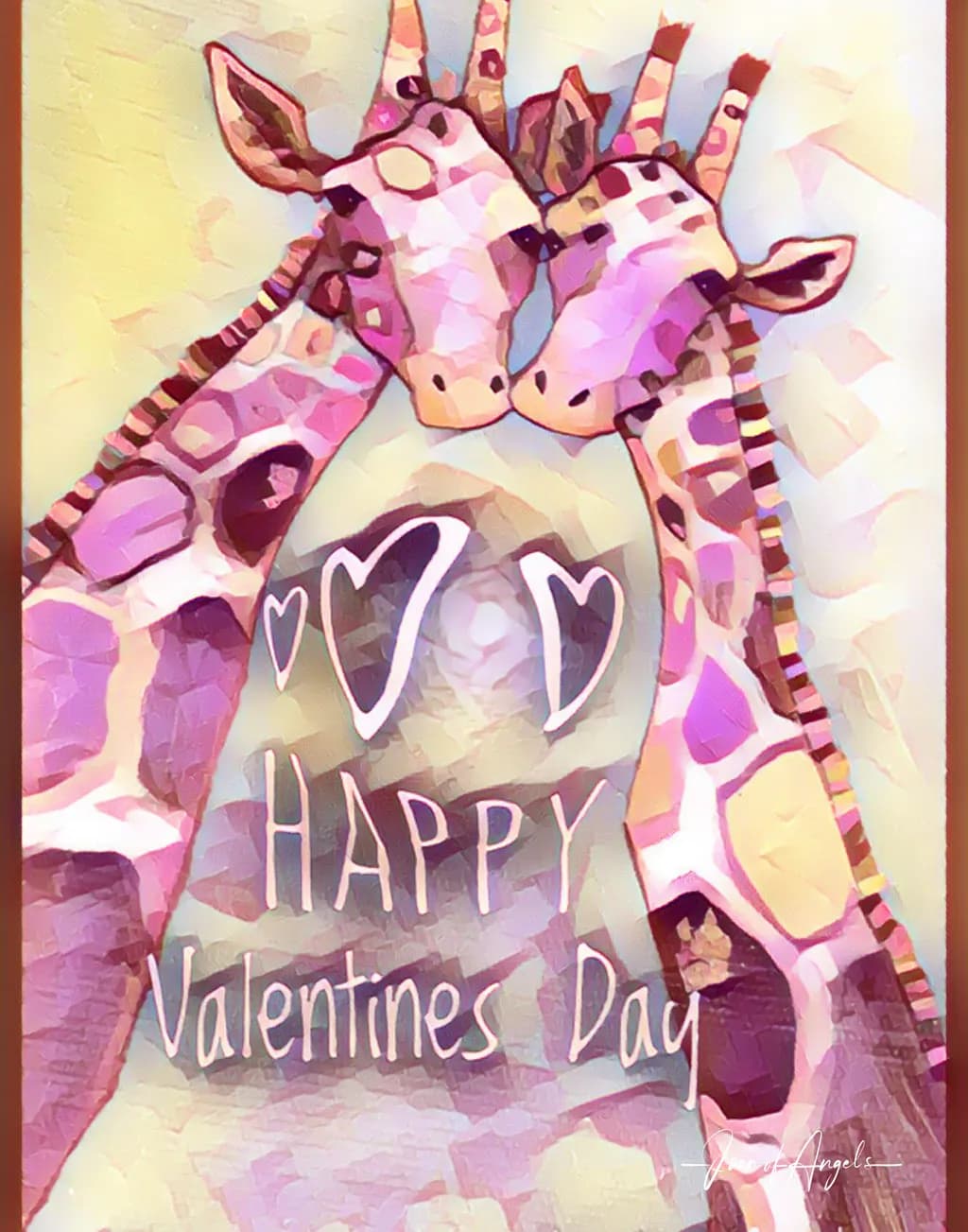 Whimsical Love: Giraffes Embracing on Valentine's Day