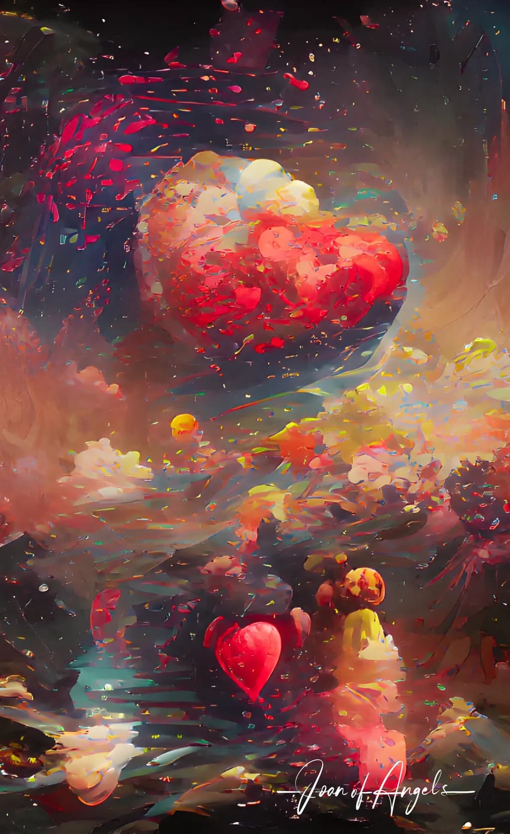 Ethereal Hearts: A Cosmic Dance of Love and Color
