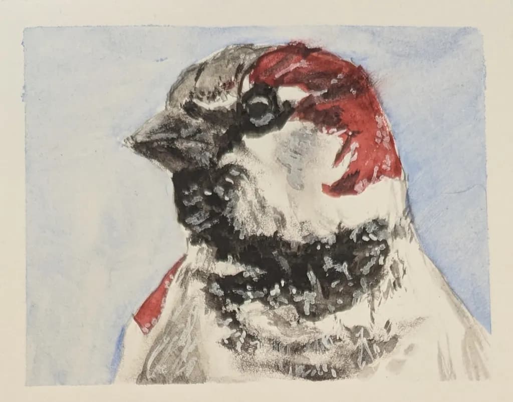 Vibrant Portrait of a Sparrow: Nature's Colorful Detail in Artistry