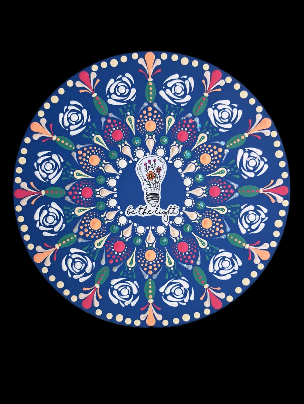 Illuminate Your Space: A Colorful Floral Mandala Lightbulb Design