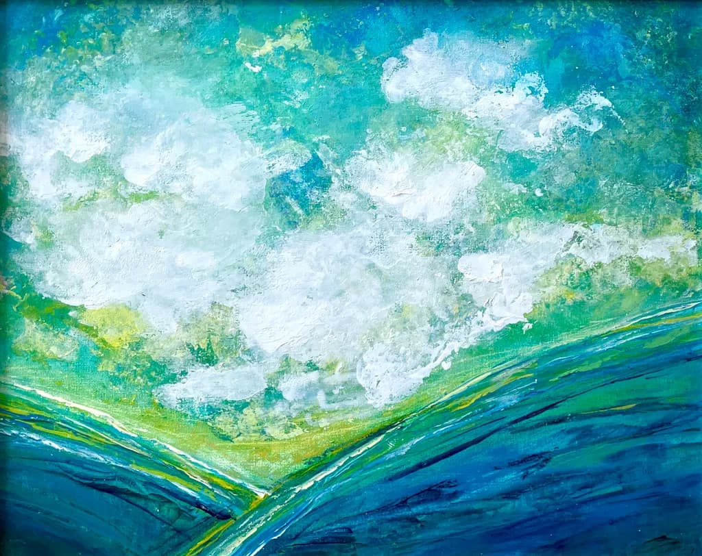 Whispers of the Sky: An Abstract Journey Through Blue and Green Textures