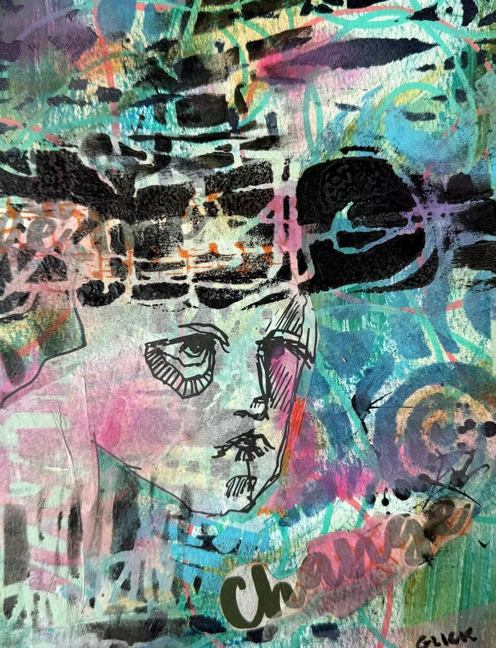 Abstract Face in Blue