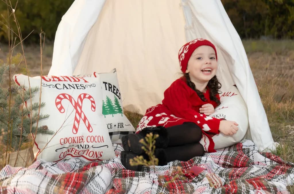 Whimsical Winter Joy: A Cozy Childhood Celebration in Festive Colors