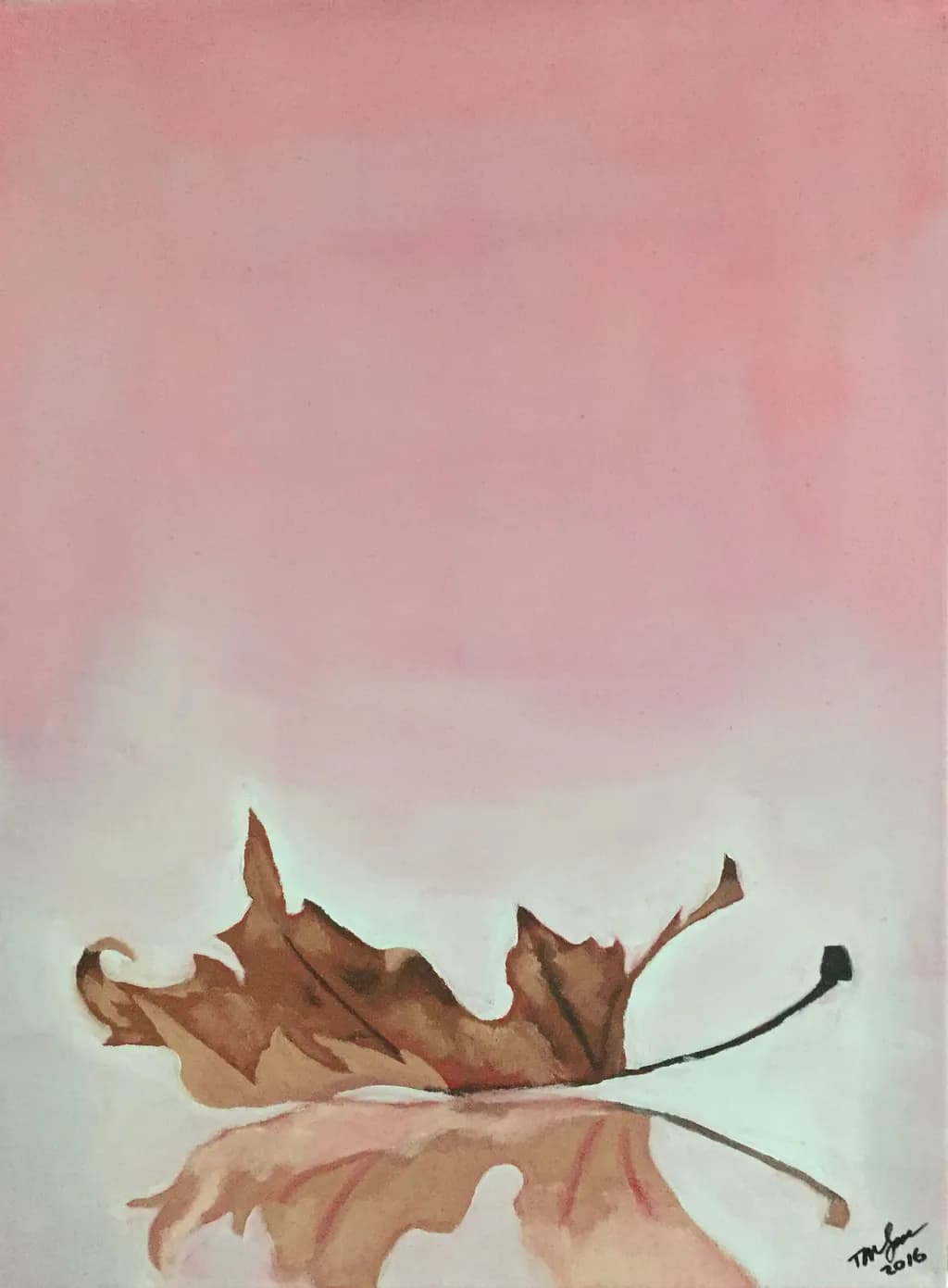 Whispers of Autumn: A Serene Reflection on a Pink Canvas