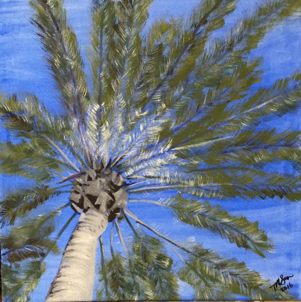Whispers of the Sky: A Palm Tree's Embrace in Blue Serenity