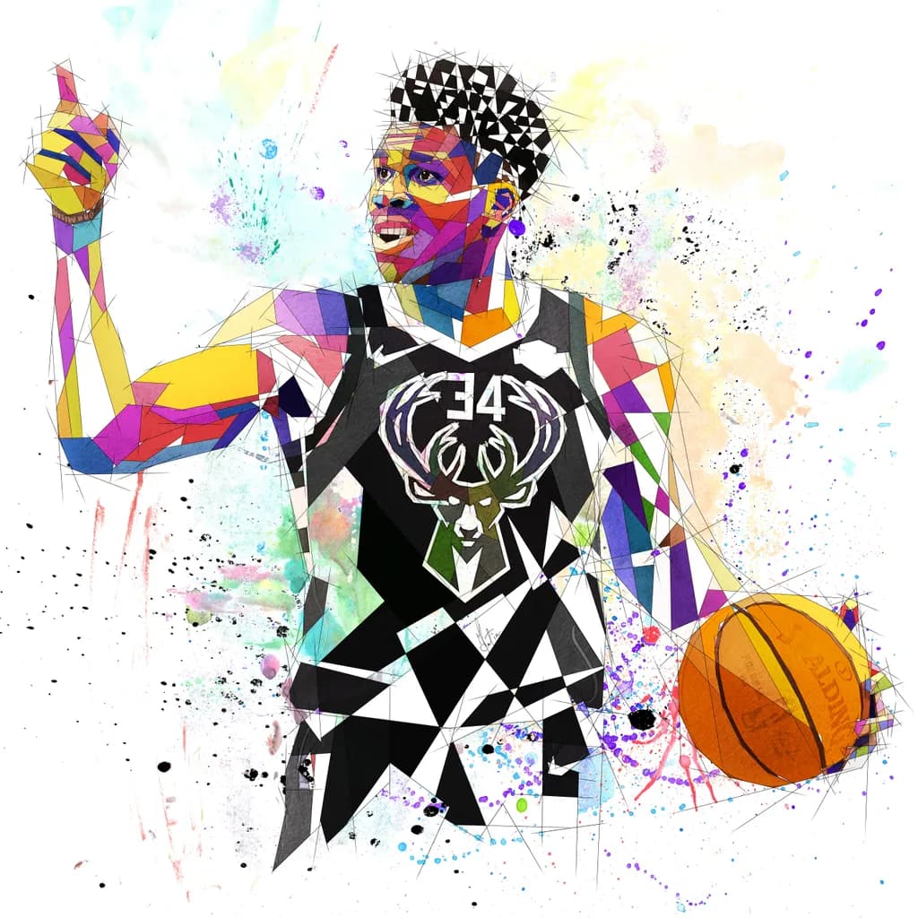Dynamic Expression: A Colorful Tribute to Basketball Greatness