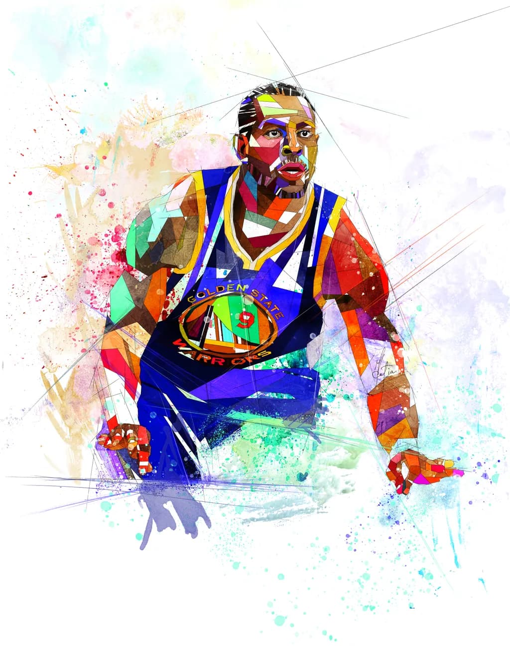 Dynamic Splash: The Colorful Essence of Basketball Action