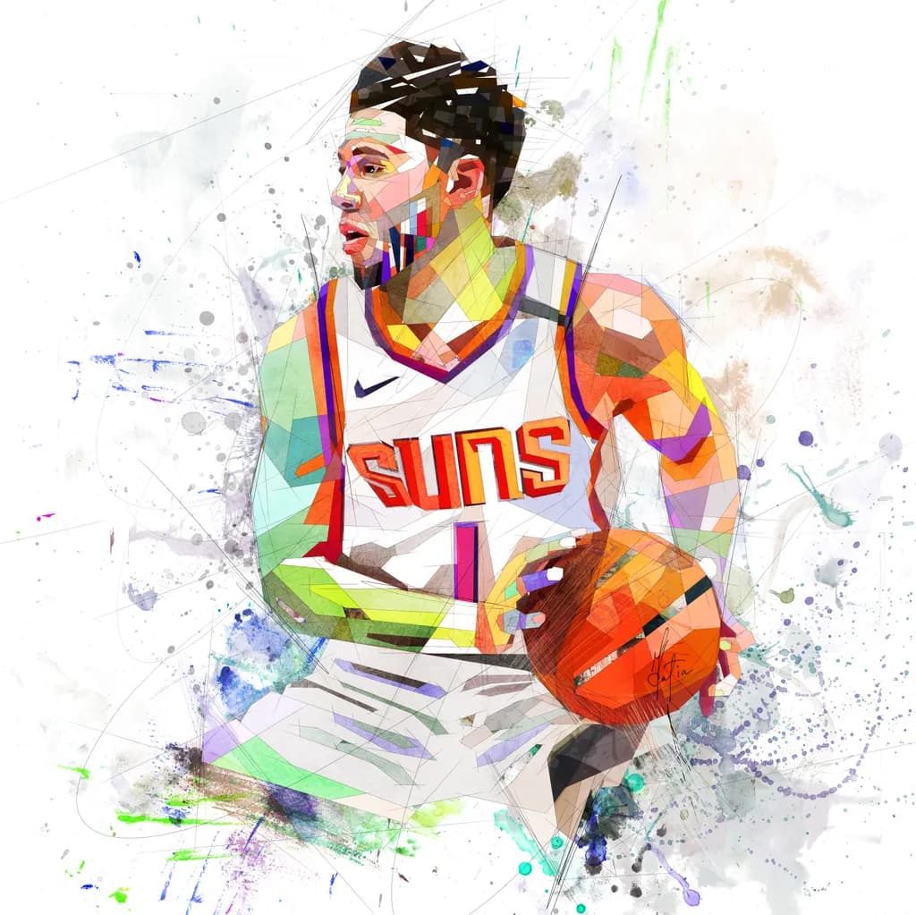 Vibrant Motion: An Abstract Tribute to Basketball and the Suns