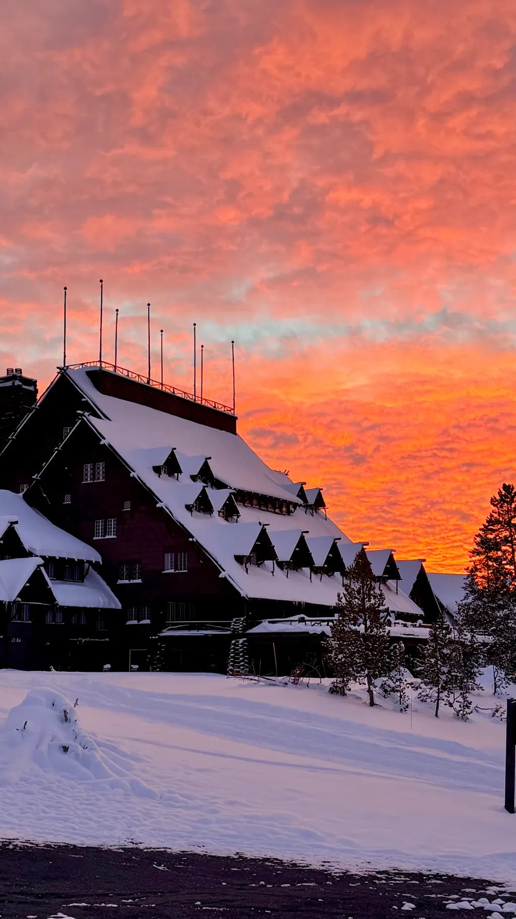 Snowy Sunset Retreat