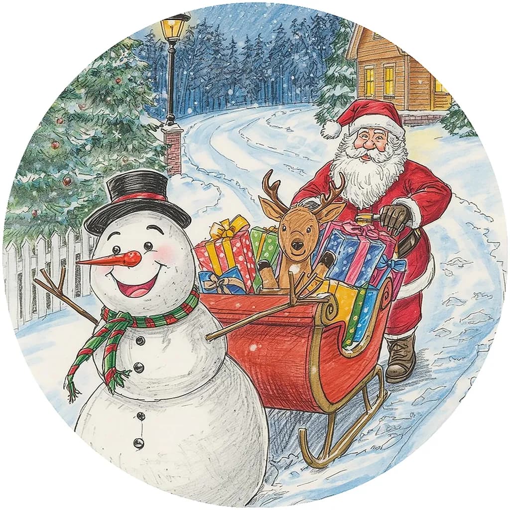 Whimsical Winter Wonderland: Santa's Joyful Journey with Friends