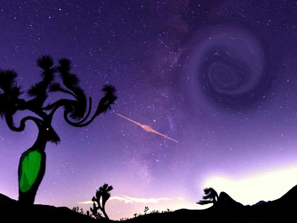 Cosmic Whispers: A Surreal Journey Through the Starry Desert Night