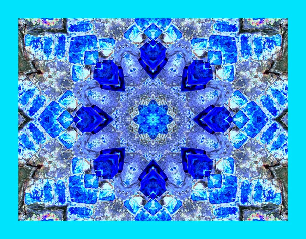 Vibrant Blue Symmetry: An Abstract Geometric Journey Through Patterns and Color