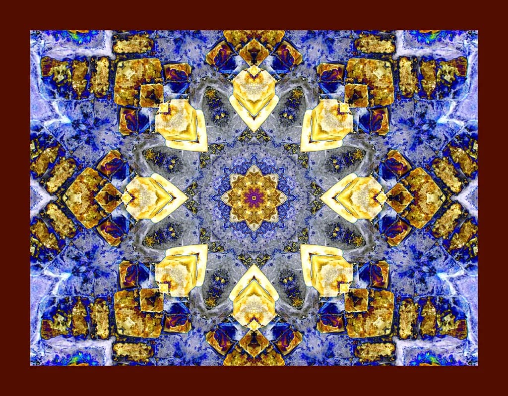 Celestial Mosaic: A Vibrant Dance of Gold and Blue Patterns