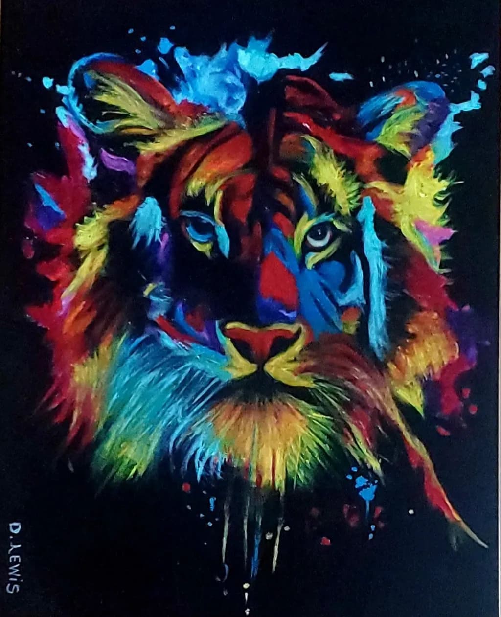 Majestic Vibrance: The Abstract Roar of a Colorful Tiger