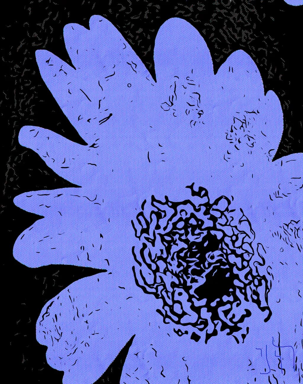 Whispers of Blue: An Abstract Floral Journey Through Texture and Contrast