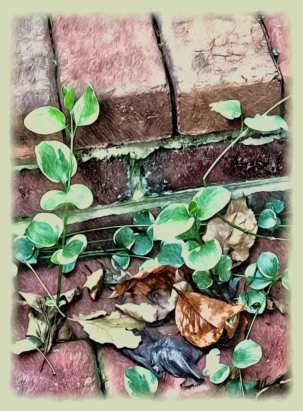 Whispers of Resilience: Nature's Embrace Amongst Weathered Bricks