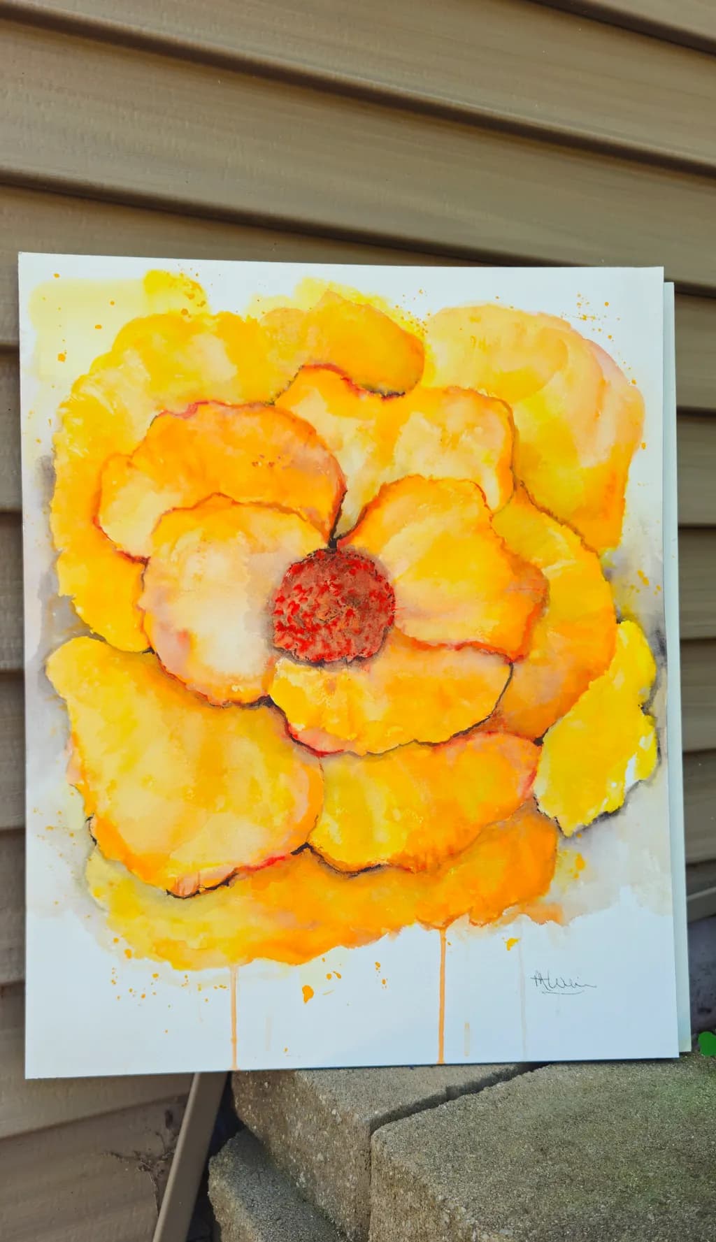 Golden Blossom: A Vibrant Watercolor Celebration of Nature's Beauty