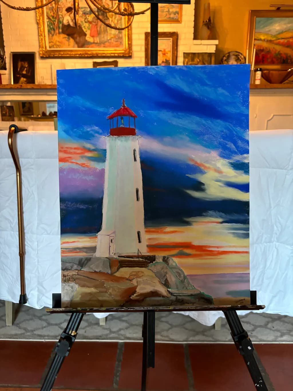 Radiant Beacon: A Vibrant Lighthouse at Dusk