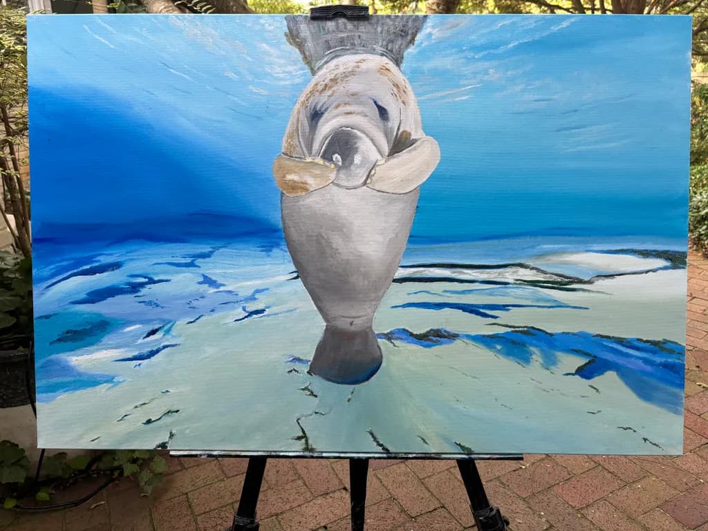 Serene Manatee: A Dive into Tranquility in Aquatic Blues