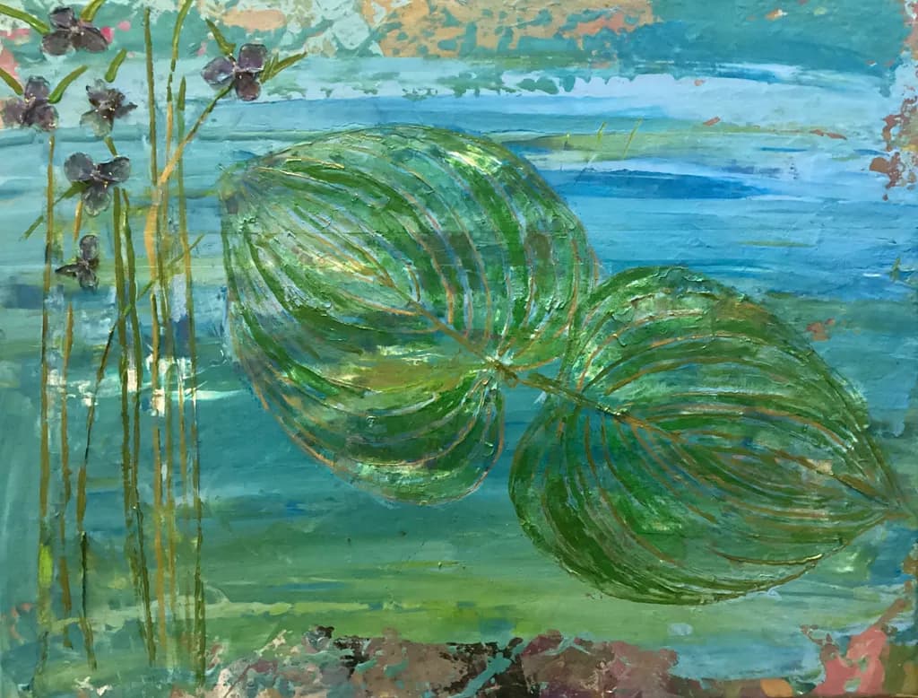 Whispers of Nature: A Dance of Leaves and Blooms in Tranquil Waters