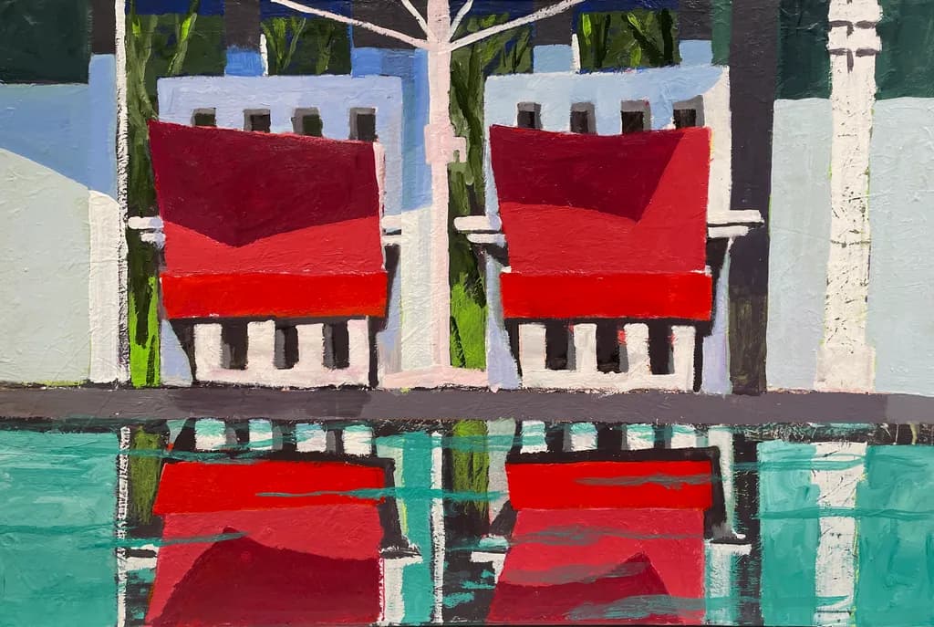 Red Chairs by Pool