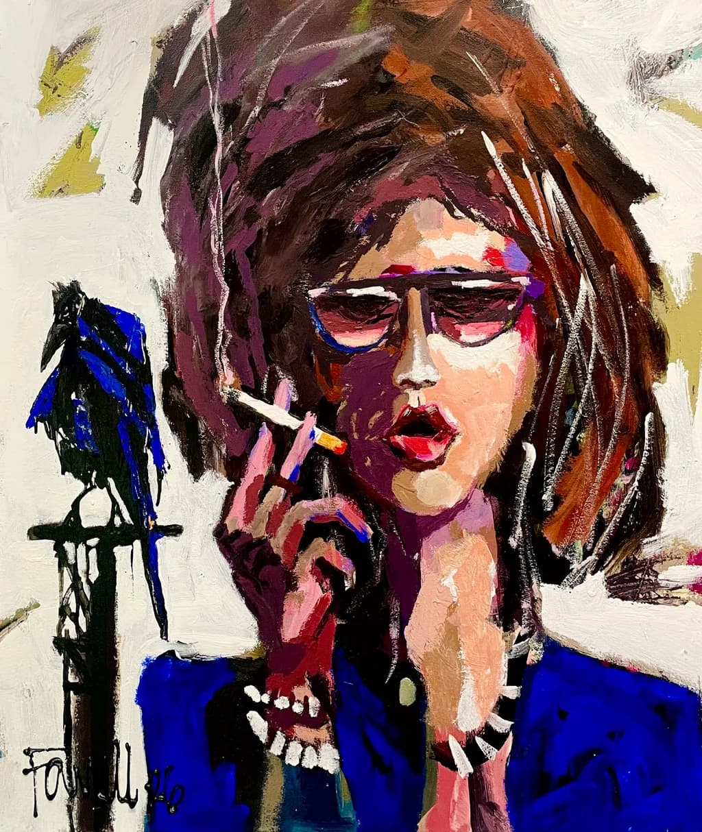 Smoking Portrait with Crow