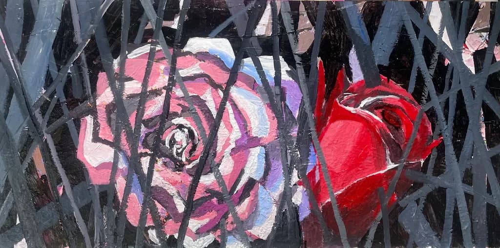 Whispers of Color: Abstract Roses Entwined in Texture and Contrast