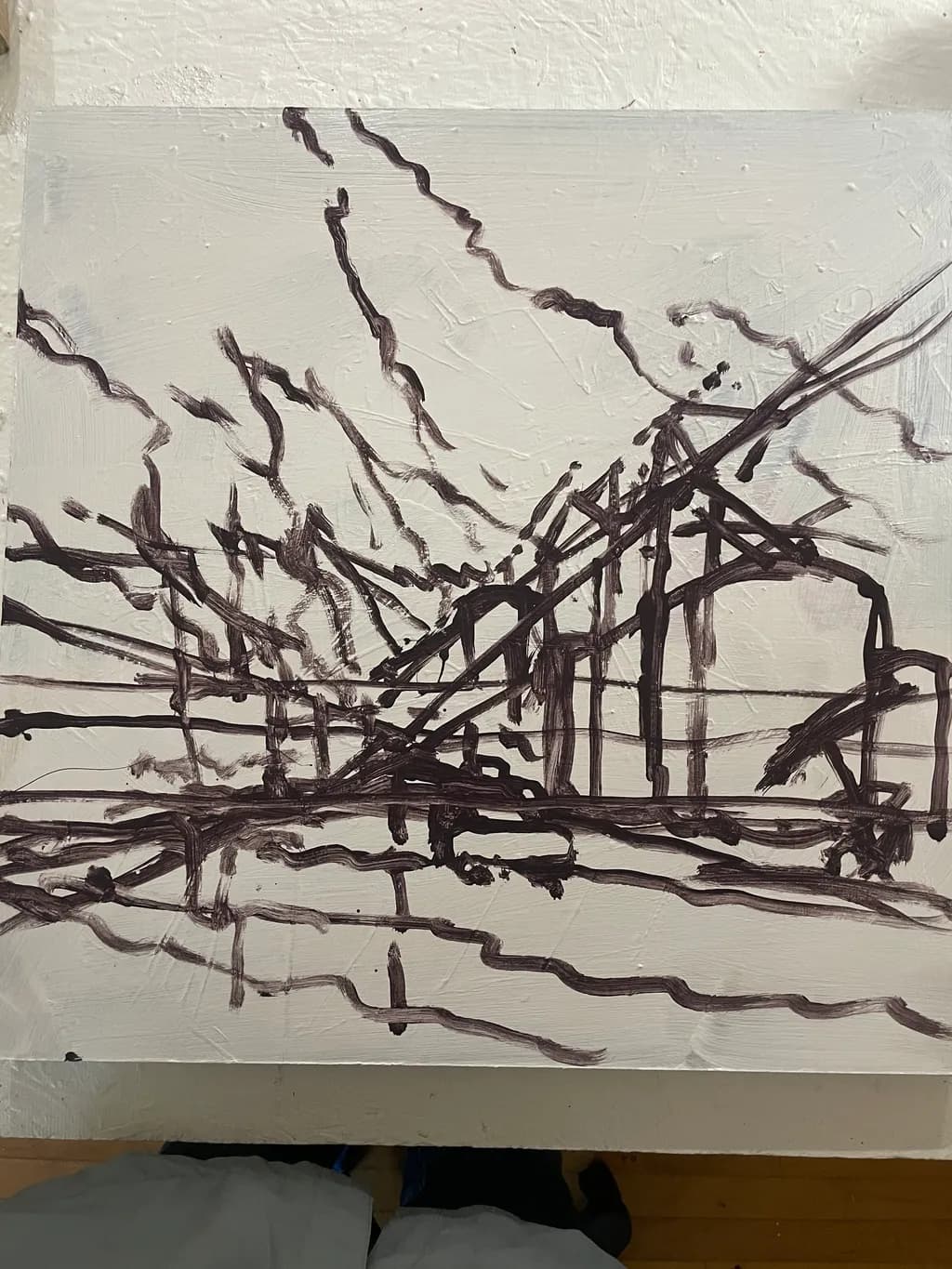 Monochrome Bridge: An Abstract Journey Through Lines and Texture