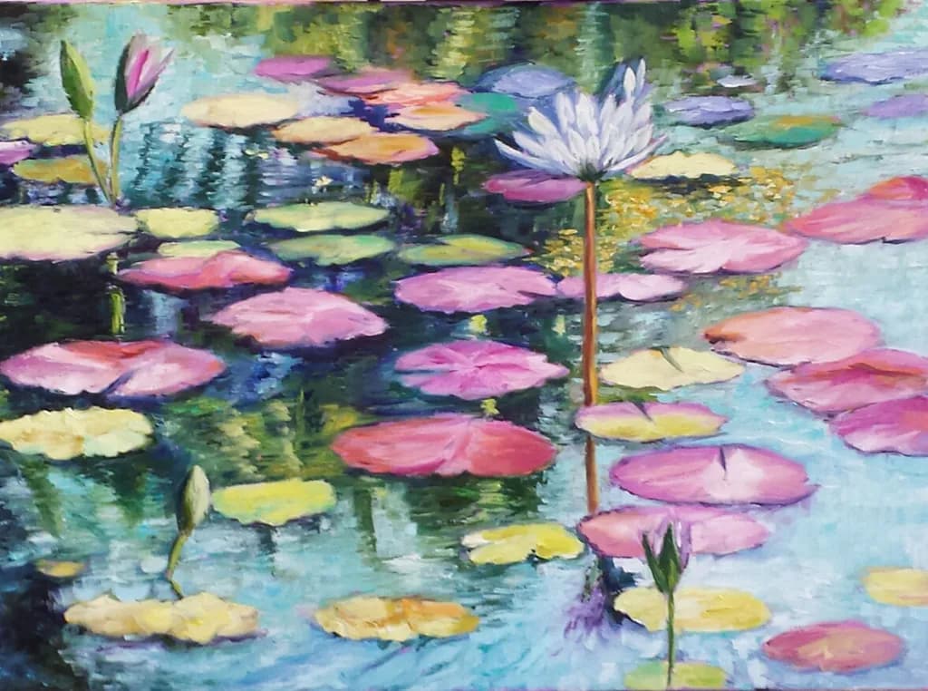 Serenity Reflected: A Dance of Waterlilies in Colorful Harmony