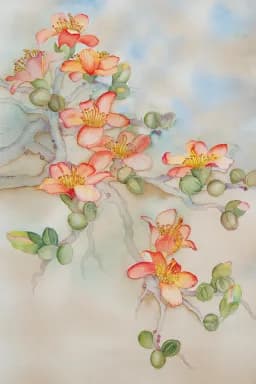 Red Wood Cotton Flowers