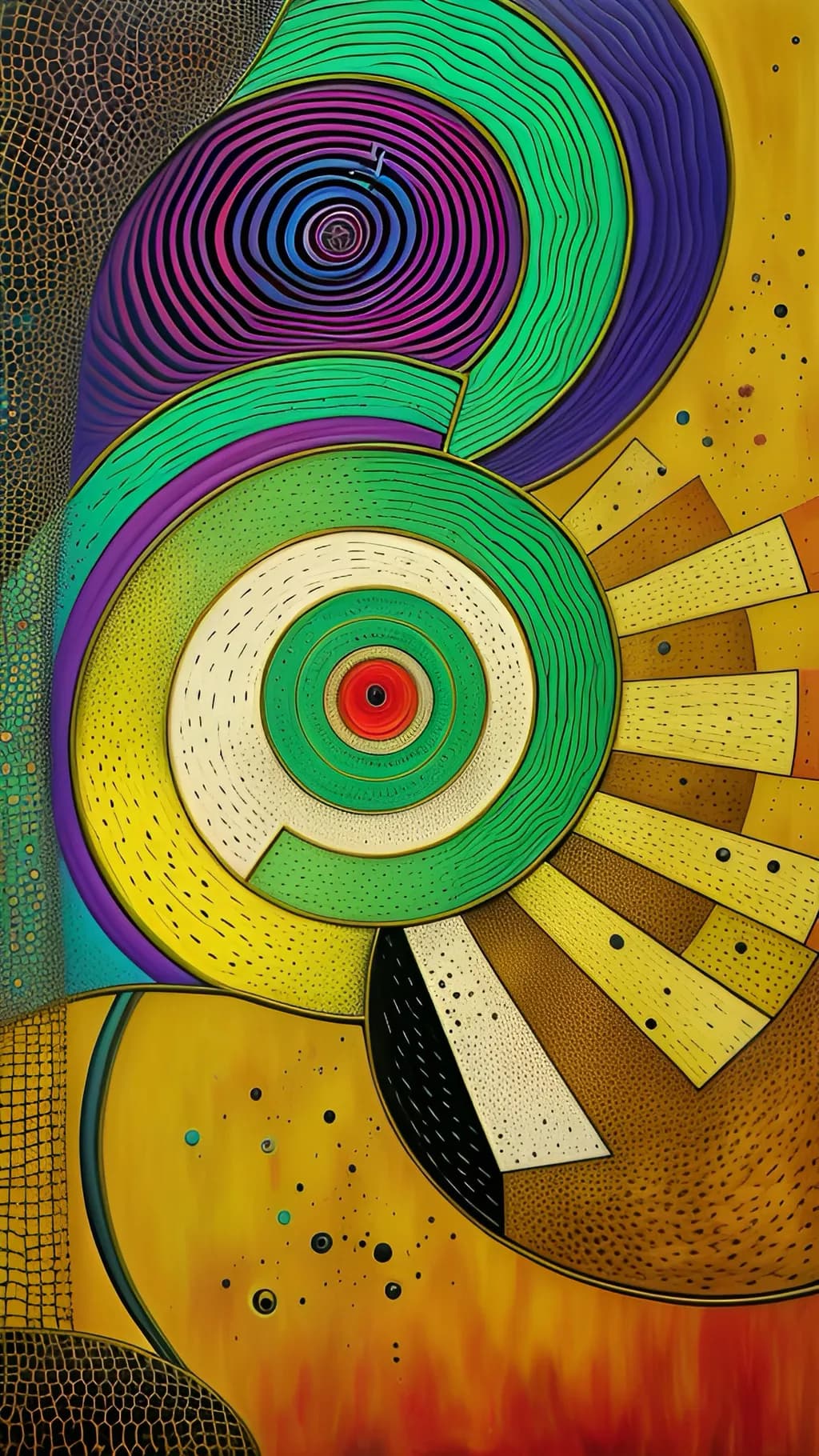 Vibrant Whirls: A Geometric Dance of Color and Emotion in Abstract Art