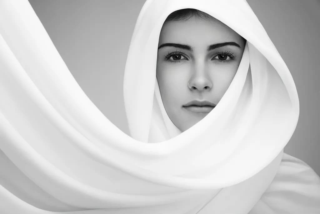 Whispers of Serenity: A Journey Through Identity and Grace in Monochrome