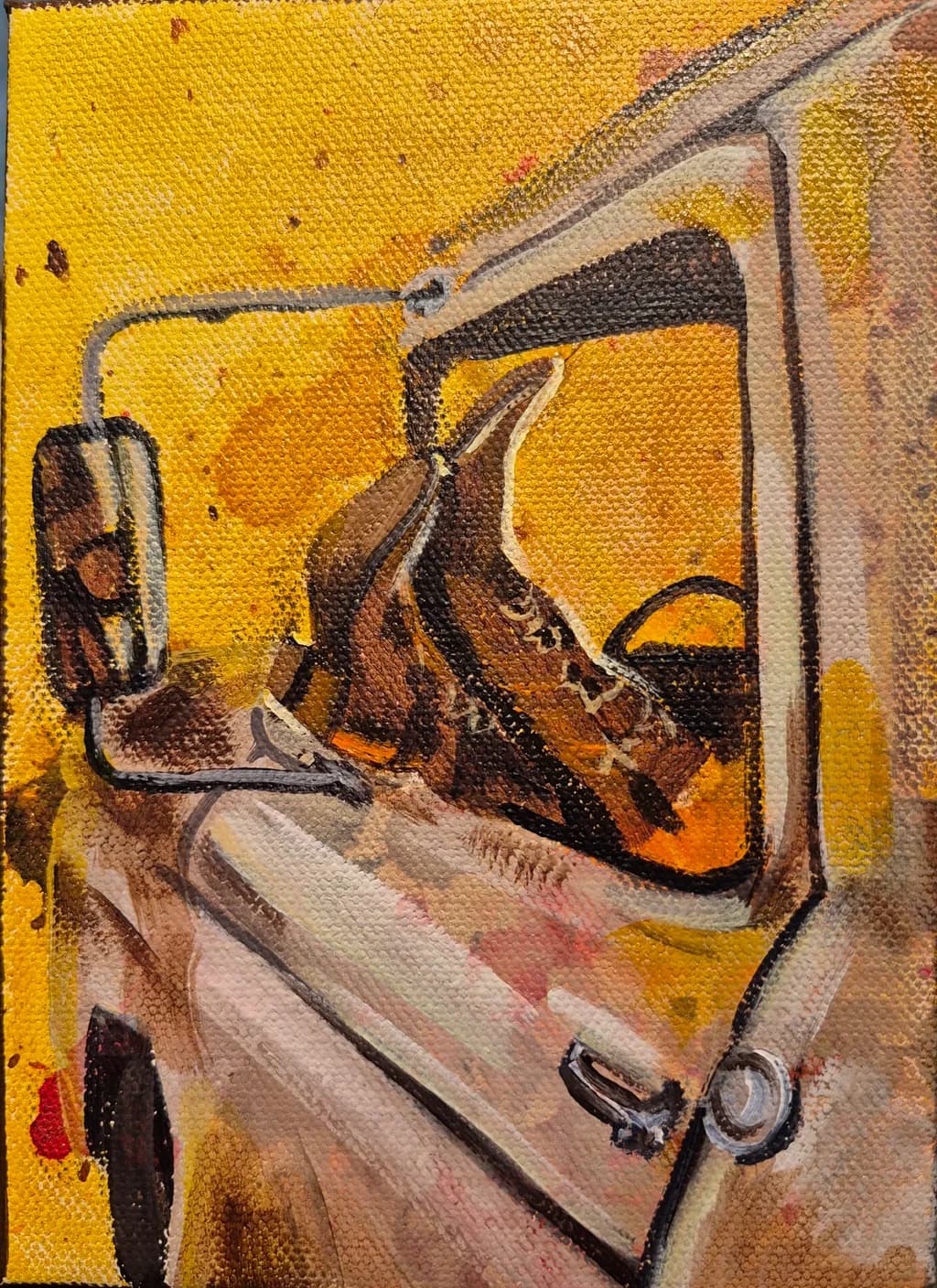 Boots in Truck Window