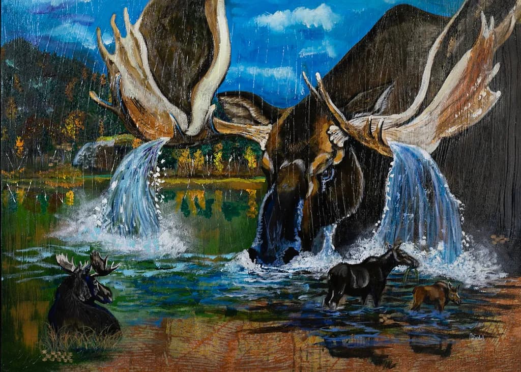 Majestic Waters: A Moose's Embrace in Nature's Splendor