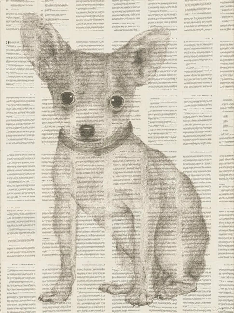 Whispers of Loyalty: A Charcoal Portrait of a Chihuahua on Vintage Textured Background