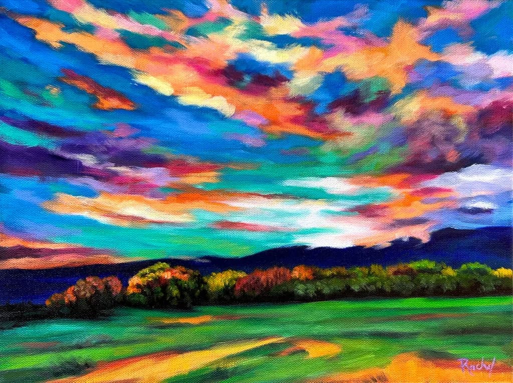 Vibrant Horizons: A Kaleidoscope of Colorful Skies and Lush Landscapes