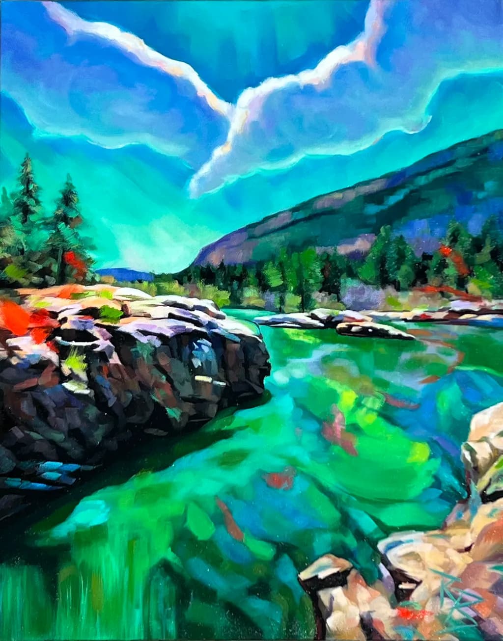 Serenity in Turquoise: A Vibrant River Landscape