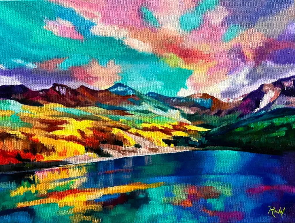 Vibrant Reflections: An Abstract Landscape of Nature's Palette
