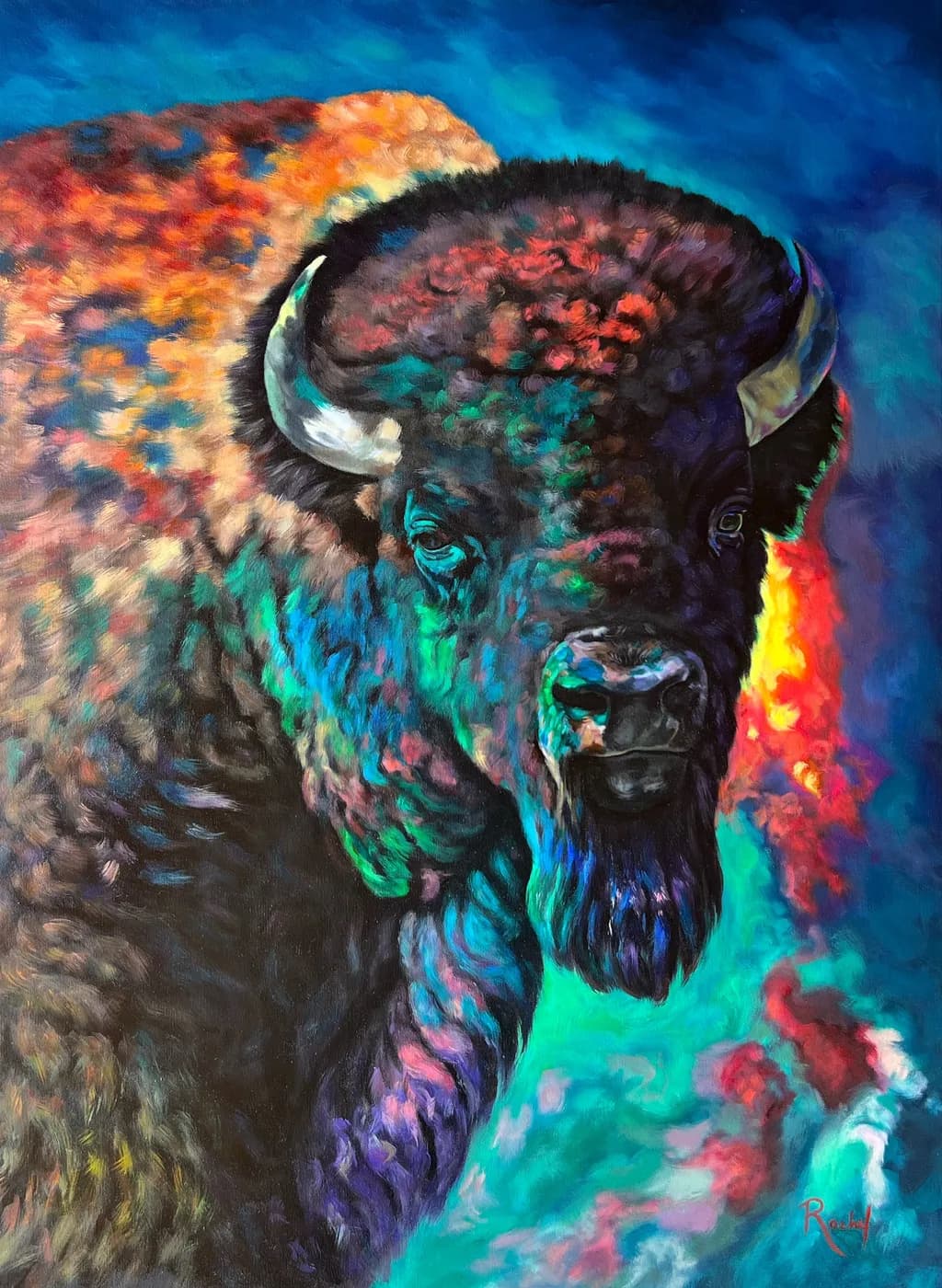 Vibrant Bison: A Colorful Portrait of Nature's Majesty