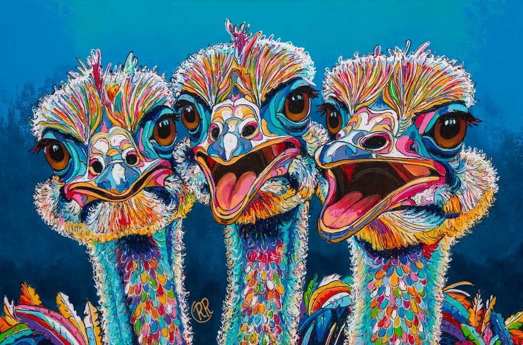 Colorful Curacao Ostriches