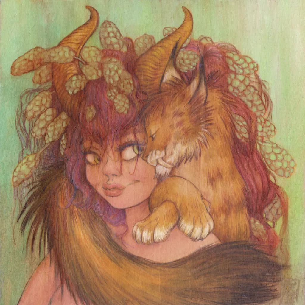 Whimsical Harmony: A Colorful Portrait of Nature's Mythical Embrace