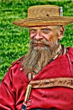 Bearded Man in Straw Hat