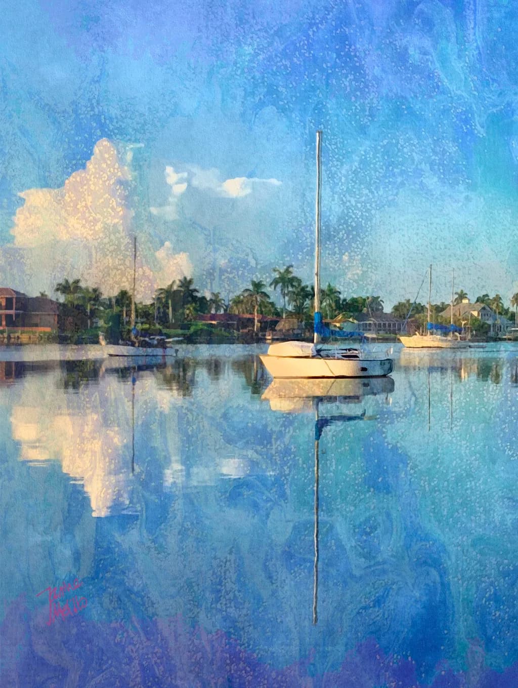 Serenity on the Water: A Tranquil Reflection of Sailboats and Sky