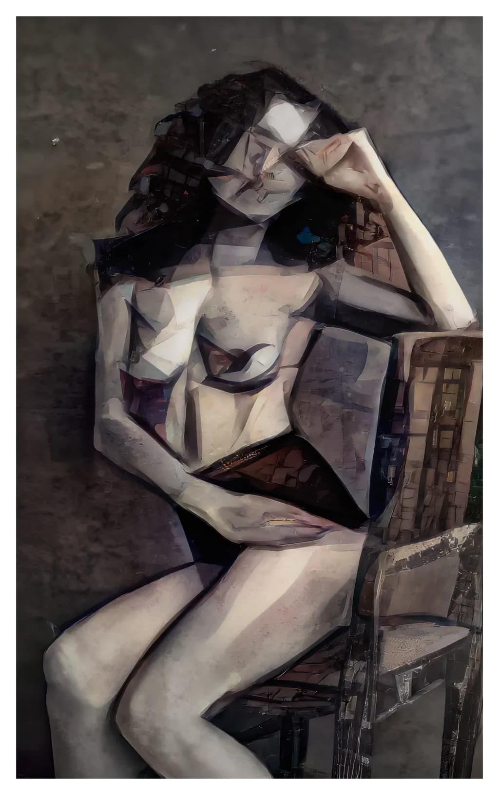 Whispers of Geometry: A Contemplative Portrait in Abstract Form