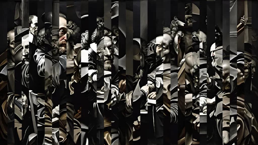 Whispers of Time: A Fragmented Dance of Shadows and Light