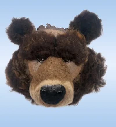 Baloo the walnut and felt bear sculpture