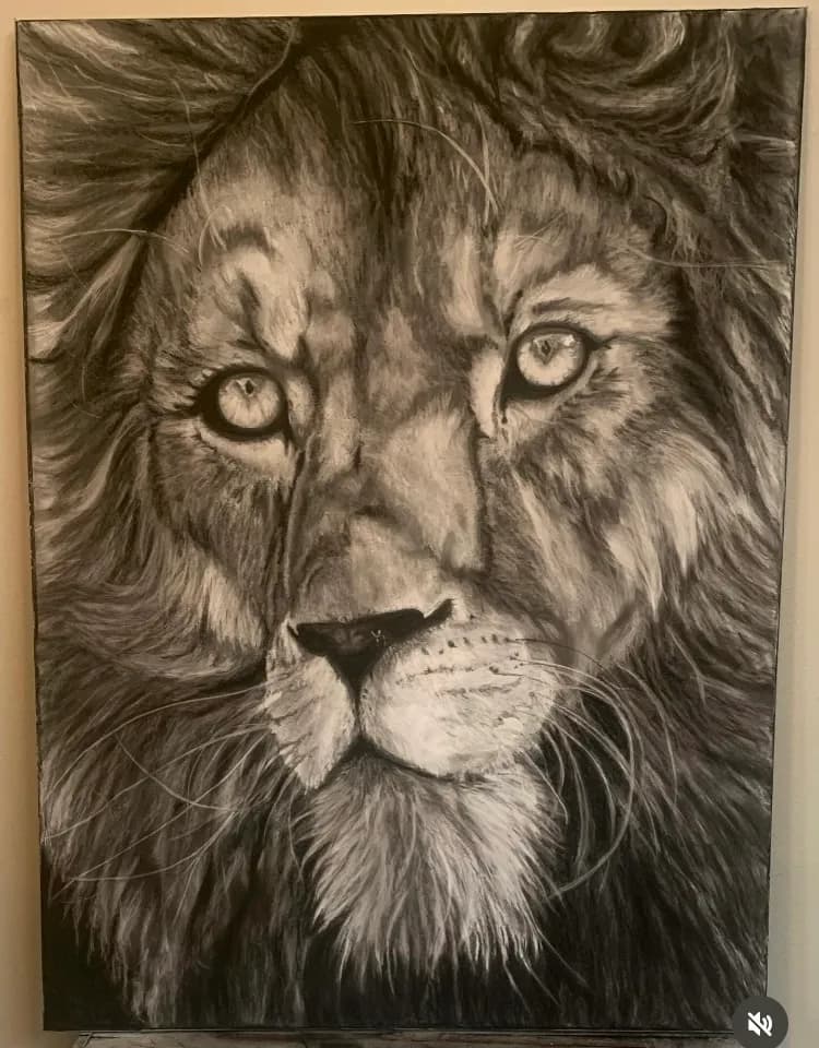 Majestic Gaze: The Soul of the Lion in Charcoal Elegance