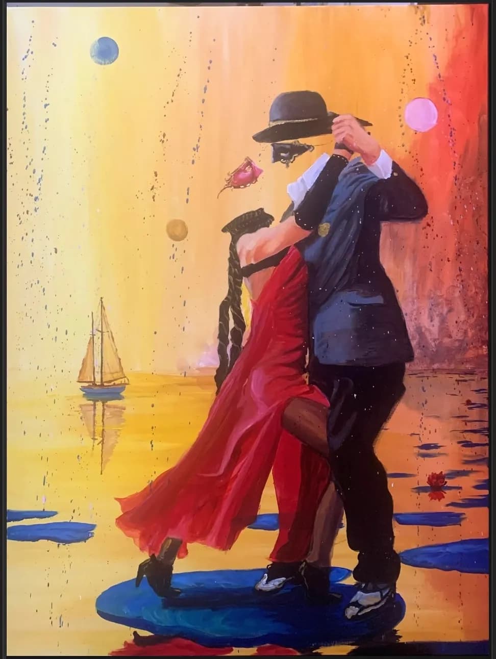 Eternal Embrace: A Dance of Passion and Color in a Dreamlike Landscape