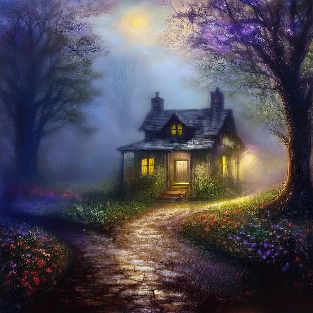 Moonlit Serenity: A Mystical House in the Enchanted Forest