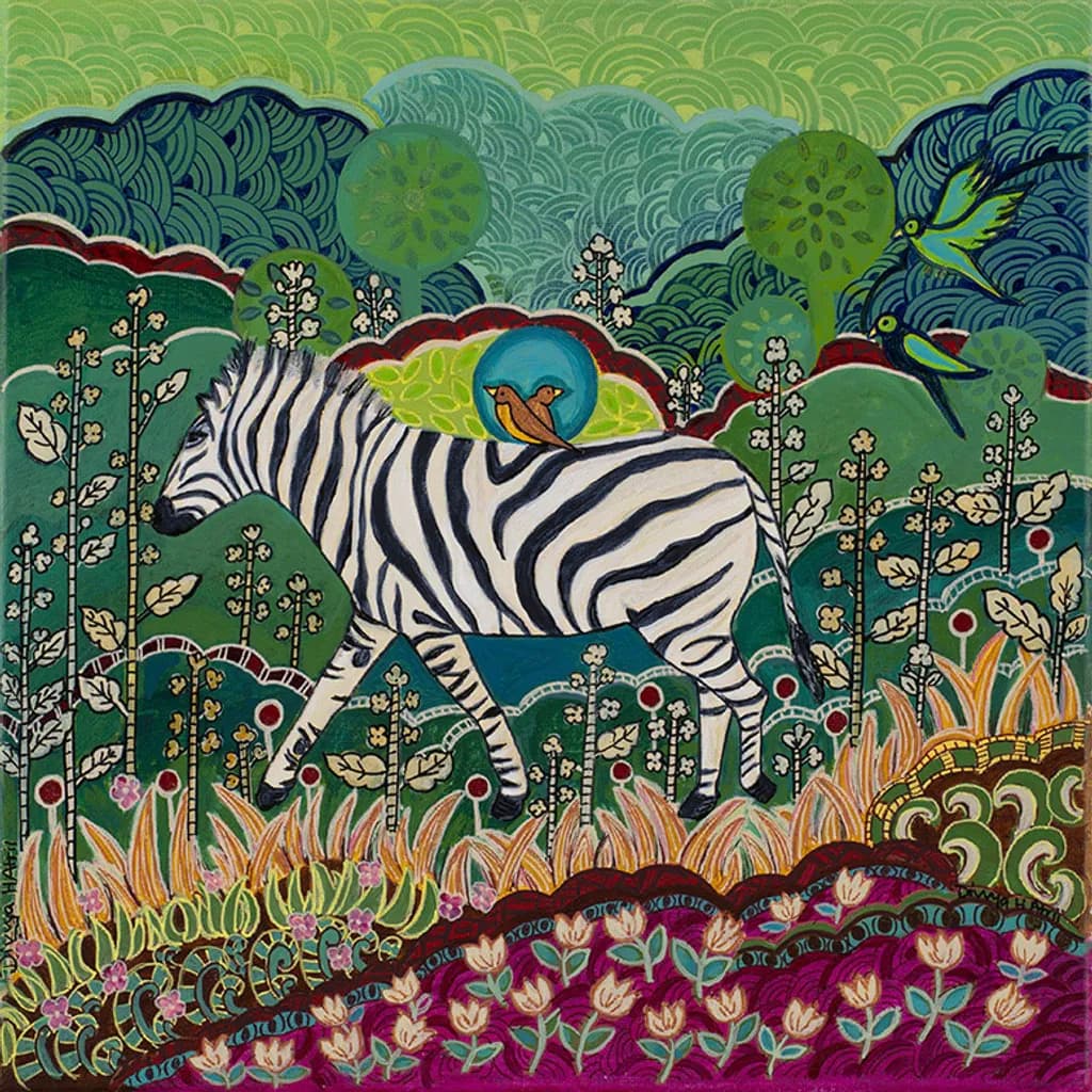 Zebra in Floral Landscape